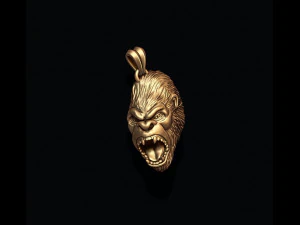 Angry Gorilla basrelief pendant 3D Print Model