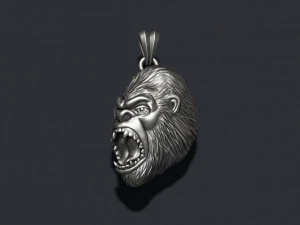 Angry Gorilla basrelief pendant 3D Print Model