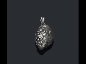 Angry Gorilla basrelief pendant 3D Print Model