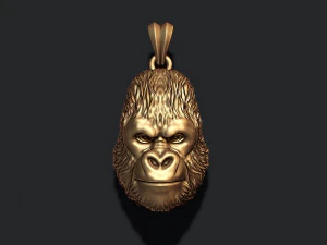 Ciondolo in bassorilievo con testa di gorilla Modello di stampa 3D