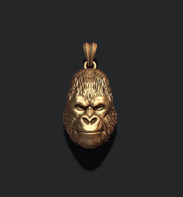 Gorilla head basrelief pendant 3D Print Model in Pendants 3DExport