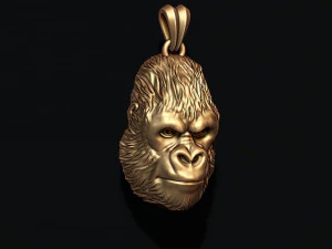 Gorilla head basrelief pendant 3D Print Model