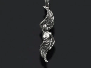 M&auml;dchen mit Federfl&uuml;gel-Anh&auml;nger, 3D-Druckmodell 3D Druckmodell