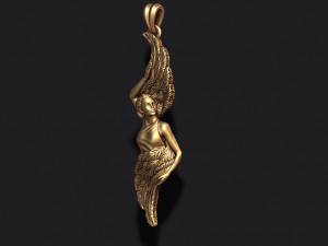 Girl with feather wings pendant 3D print model Model do druku 3D