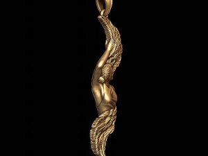 Girl with feather wings pendant 3D print model Model do druku 3D