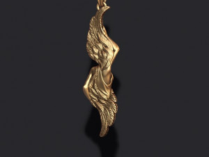 Girl with feather wings pendant 3D print model Model do druku 3D