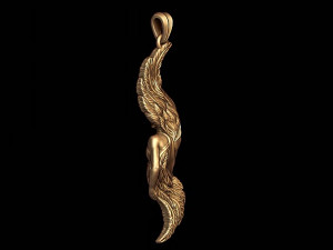 Girl with feather wings pendant 3D print model Model do druku 3D