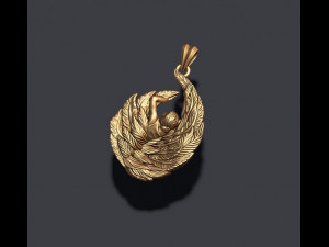 Girl with feather wings pendant v2 3D print model 3Dプリントモデル