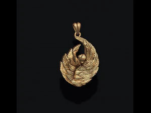 Girl with feather wings pendant v2 3D print model 3D Print Model