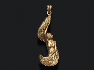 Girl with feather wings pendant v3 3D print model 3D-Druckmodell