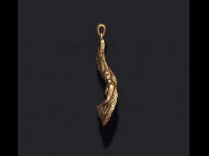 Girl with feather wings pendant v3 3D print model 3D-Druckmodell