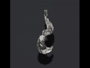 Girl with feather wings pendant v3 3D print model 3D-Druckmodell