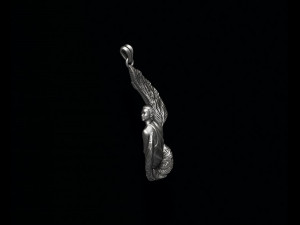 Girl with feather wings pendant v3 3D print model 3D-Druckmodell
