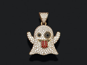 Ghost emoji pendant with gems 3D Print Model