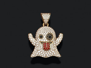 Ghost emoji pendant with gems 3D-printmodel