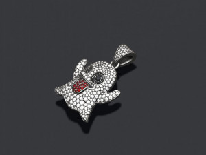 Ghost emoji pendant with gems Model Cetak 3D