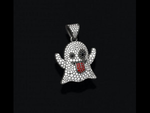 Ghost emoji pendant with gems Model Cetak 3D