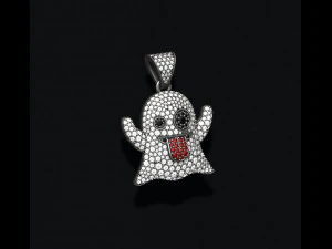 Ghost emoji pendant with gems 3D Print Model