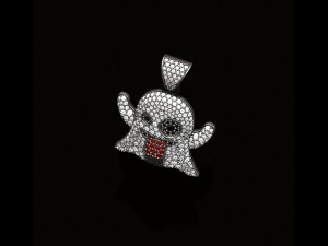 Ghost emoji pendant with gems Model Cetak 3D