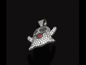 Ghost emoji pendant with gems Model Cetak 3D