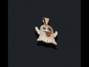 Ghost emoji pendant with gems Model Cetak 3D