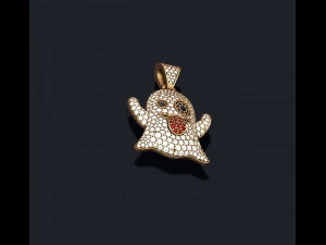 Ghost emoji pendant with gems 3D Print Model