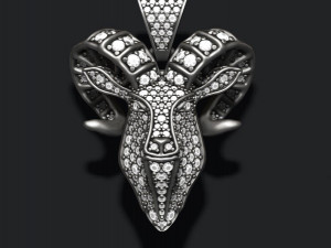 Goat head pendant with gems 3D Baskı Modeli
