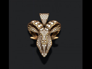 Goat head pendant with gems 3D Baskı Modeli
