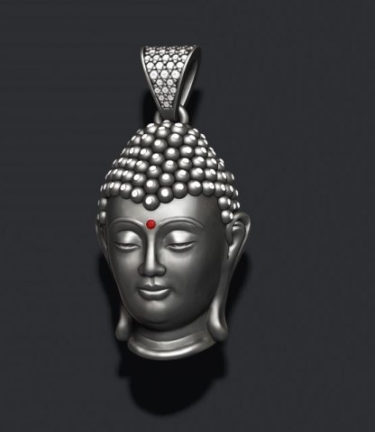 Buddha head pendant with gems 3Dプリントモデル .c4d .max .obj .3ds .fbx .stl .blend 