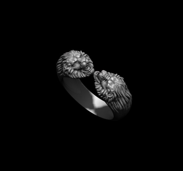 Two head lion ring Modèles 3D en vedette .c4d .max .obj .3ds .fbx .stl .blend 