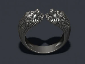 Two head lion ring 3D Print Model