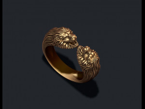 Two head lion ring Modèles 3D en vedette