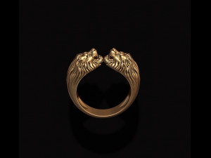 Two head lion ring Modèles 3D en vedette