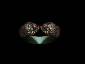 Two head lion ring Modèles 3D en vedette