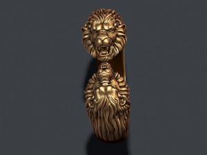 Two head lion ring Modèles 3D en vedette