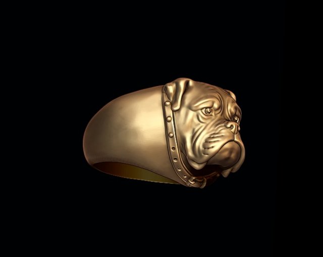 Boxer head dog ring 3Dプリントモデル .c4d .max .obj .3ds .fbx .stl .blend 