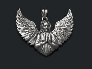 女の子の天使のペンダント 3D プリントモデル 3Dプリントモデル