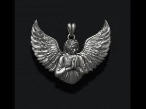 女の子の天使のペンダント v2 3Dプリントモデル