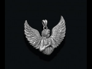 Girl angel pendant v2 Modèles 3D en vedette
