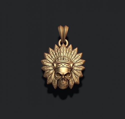 Native skull pendant 3D print model Model Cetak 3D .c4d .max .obj .3ds .fbx .stl .blend 