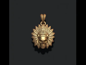 Modello di stampa 3D con ciondolo teschio nativo Modello di stampa 3D