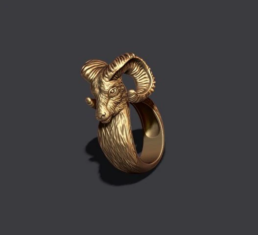 Ram Goat Aries Capricorn ring 3D Print Model .c4d .max .obj .3ds .fbx .stl .blend 