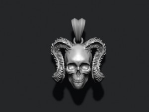 Skull with horns pendant Model do druku 3D