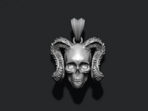 Ciondolo teschio con corna Modello di stampa 3D