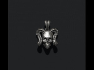 Skull with horns pendant 3D 打印模型