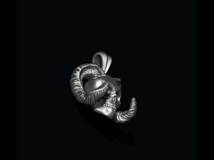 Skull with horns pendant 3D 打印模型