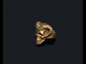 Skull with horns ring 3D Print Model