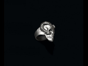 Skull with horns ring 3D Print Model