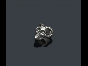 Skull with horns ring 3D Print Model