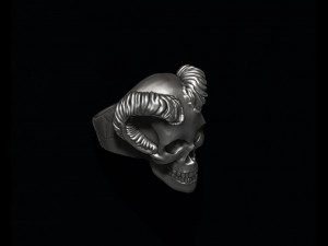 Skull with horns ring 3D Print Model